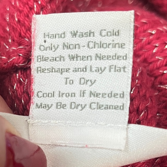 Soft Surroundings Mixed Button Crystal Rhinestone Shimmery Red Tunic Sweater L - Picture 11 of 11